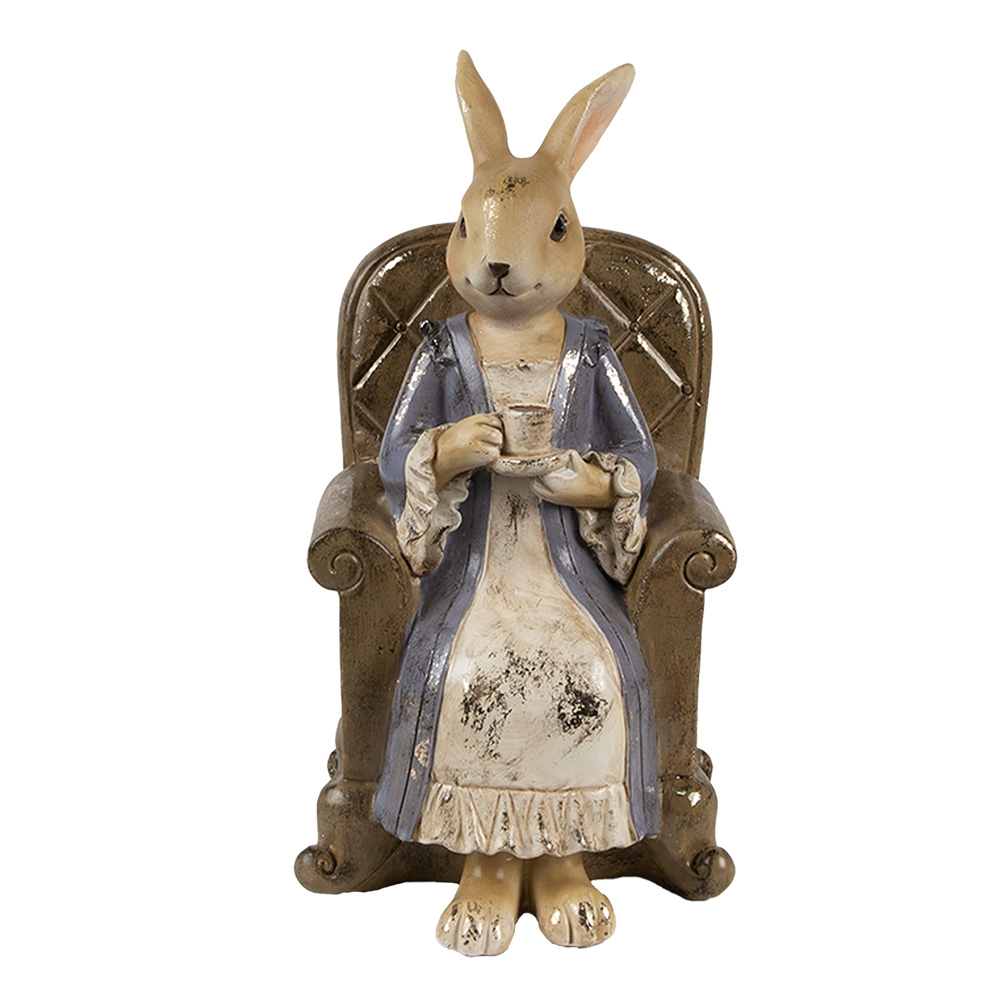 Clayre & Eef   | Decoratie beeld Konijn Beige Bruin 11x10x18 cm | 6PR4413