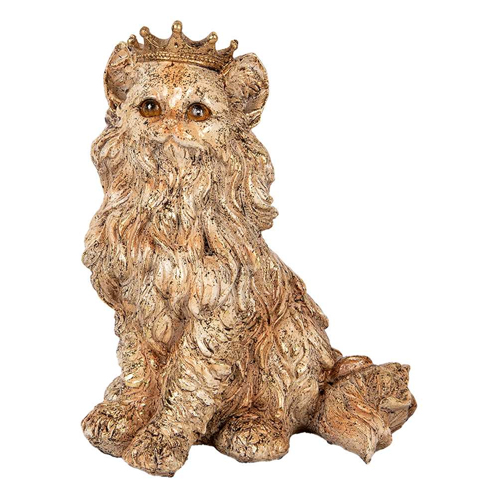 Clayre & Eef   | Decoratie Beeld Kat Beige 23x19x28 cm | 6PR5071