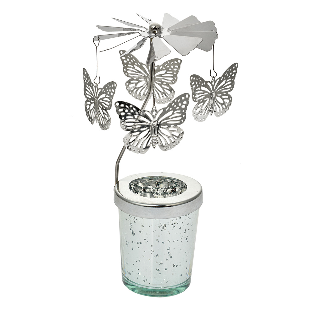 Clayre & Eef   | Theelichtcarrousel Zilverkleurig ø 8x17 cm | 66000