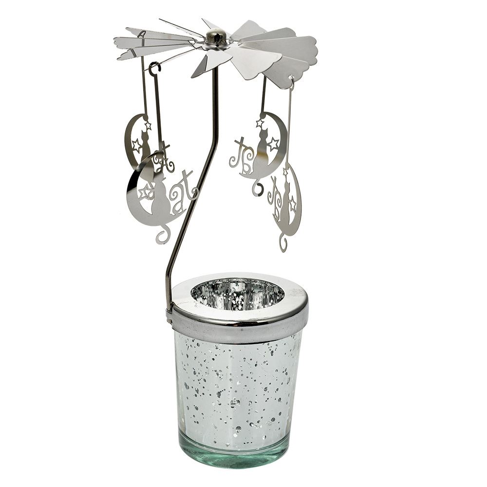 Clayre & Eef   | Theelichtcarrousel Zilverkleurig ø 8x17 cm | 66001