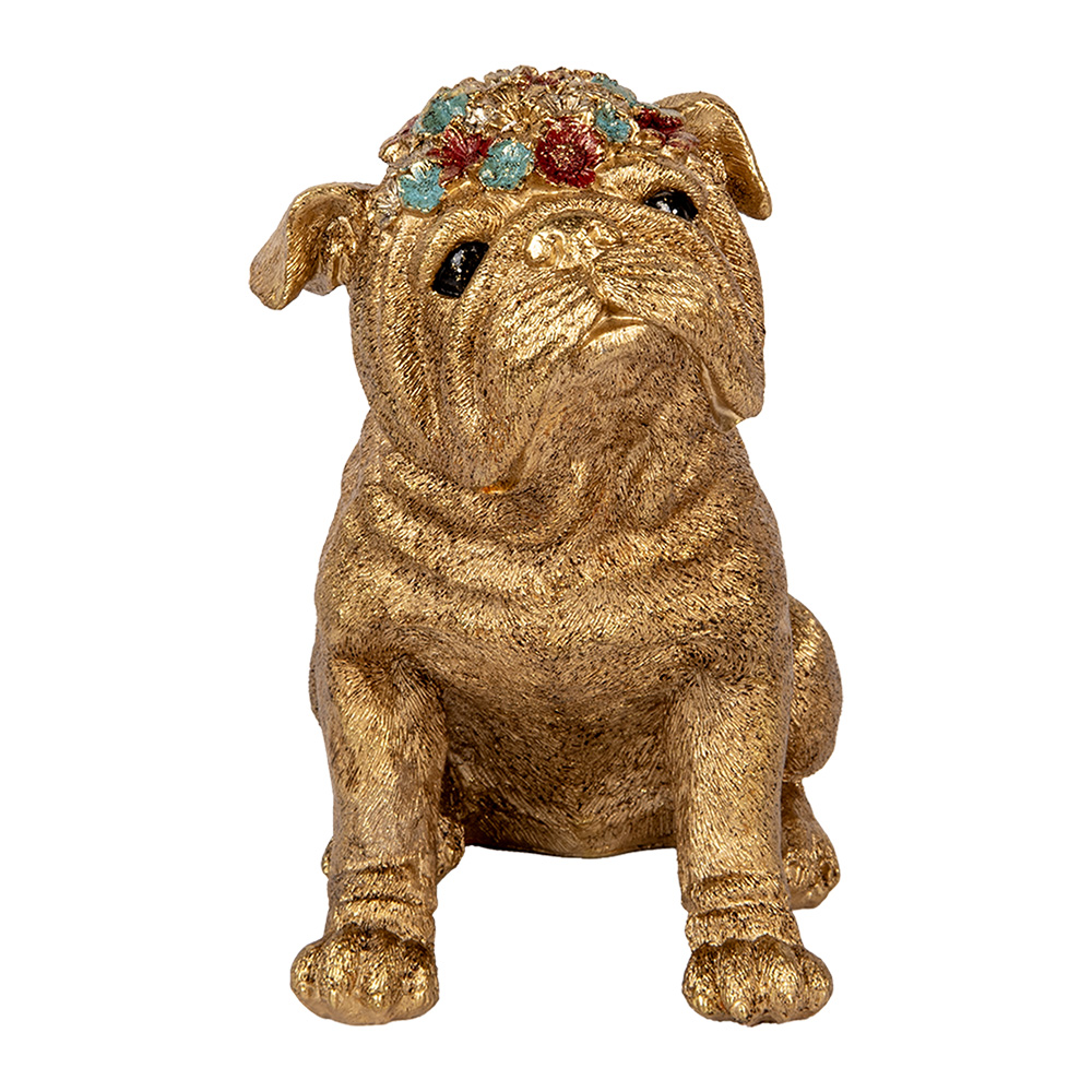 Clayre & Eef   | Decoratie Beeld Hond Goudkleurig 29x17x29 cm | 6PR5084