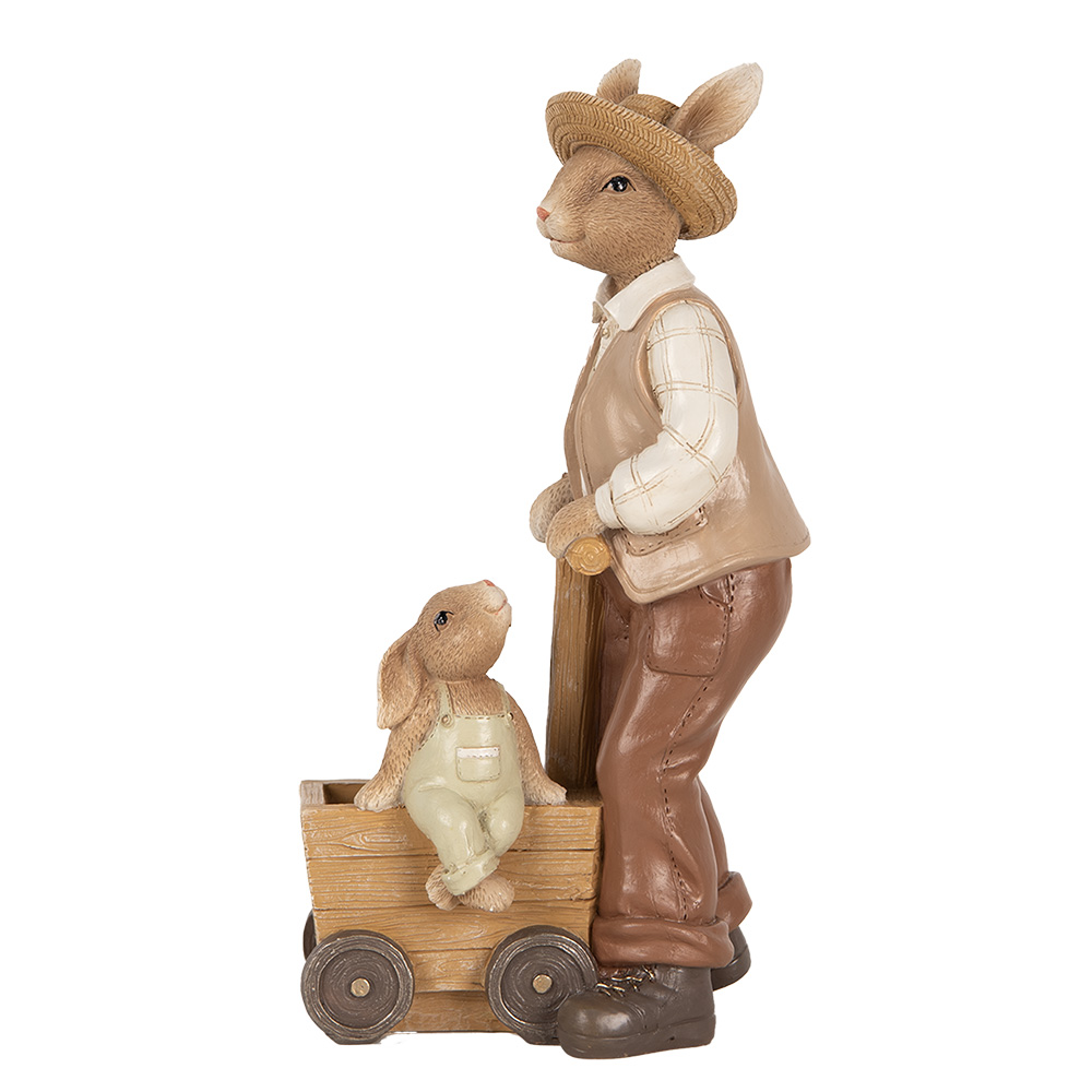 Clayre & Eef   | Bloempot Binnen Konijn Bruin Beige 12x7x23 cm | 6PR5123