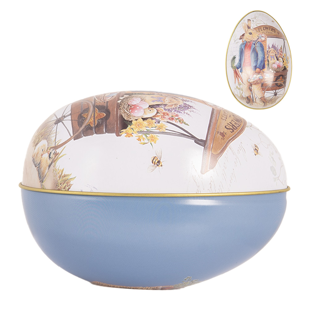 Clayre & Eef   | Decoratie ei Wit Blauw 8x13x8 cm | 6BL0144