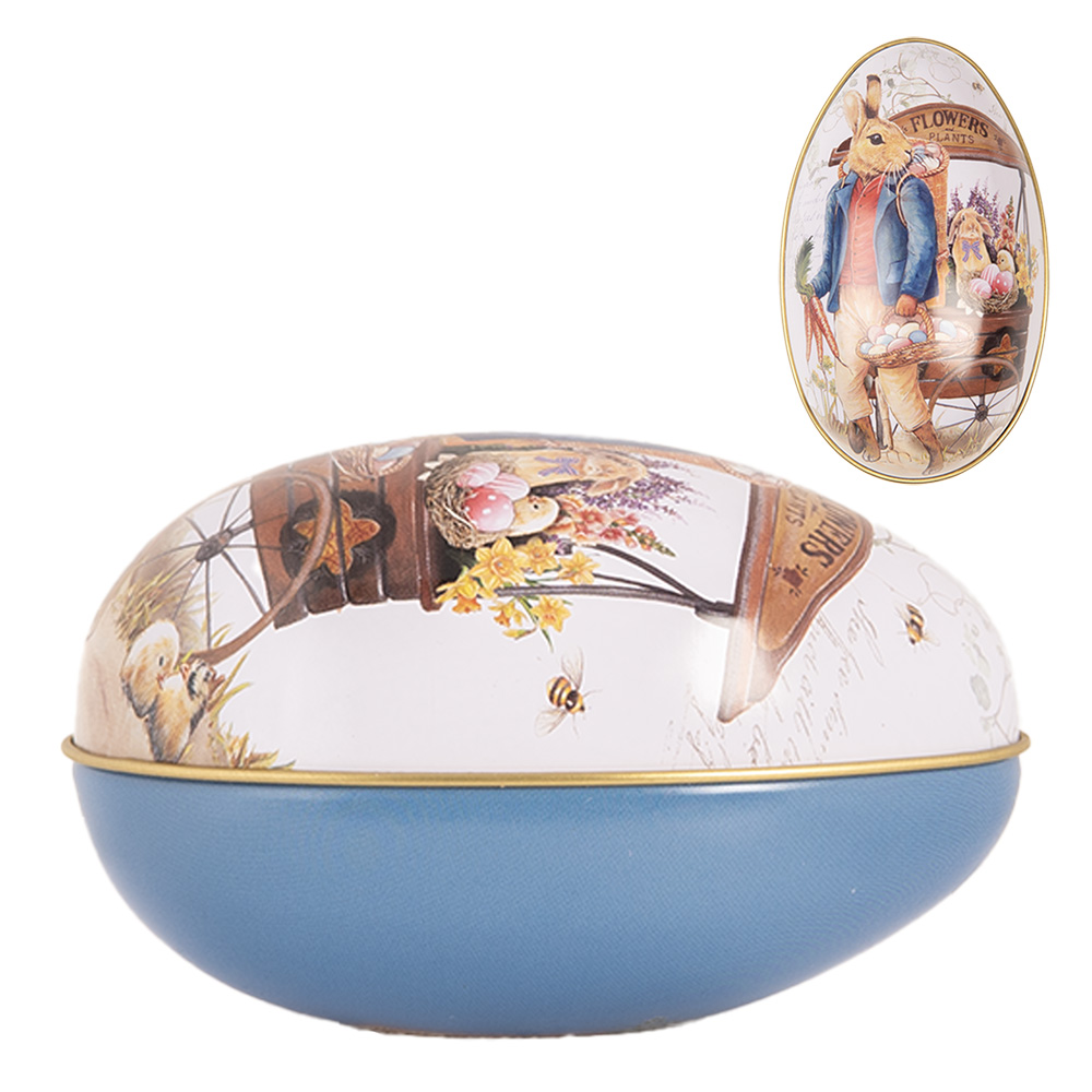 Clayre & Eef   | Decoratie ei Wit Blauw 7x11x7 cm | 6BL0145