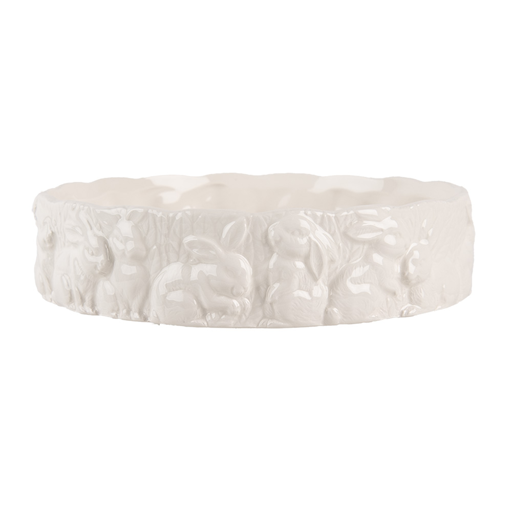 Clayre & Eef   | Serveerschaal Wit ø 20x5 cm | 6CE2035