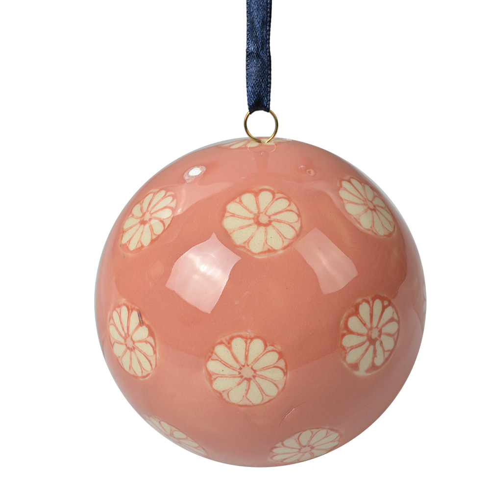 Clayre & Eef   | Decoratie Bal Roze Beige ø 8x8 cm | 6CE2104M