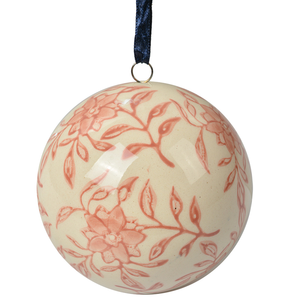 Clayre & Eef   | Decoratie Bal Beige Roze ø 8x8 cm | 6CE2105M