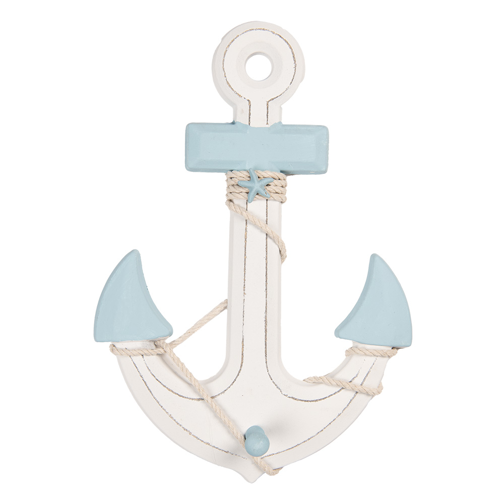 Clayre & Eef   | Decoratie Anker Blauw Wit 22x5x33 cm | 6H2402
