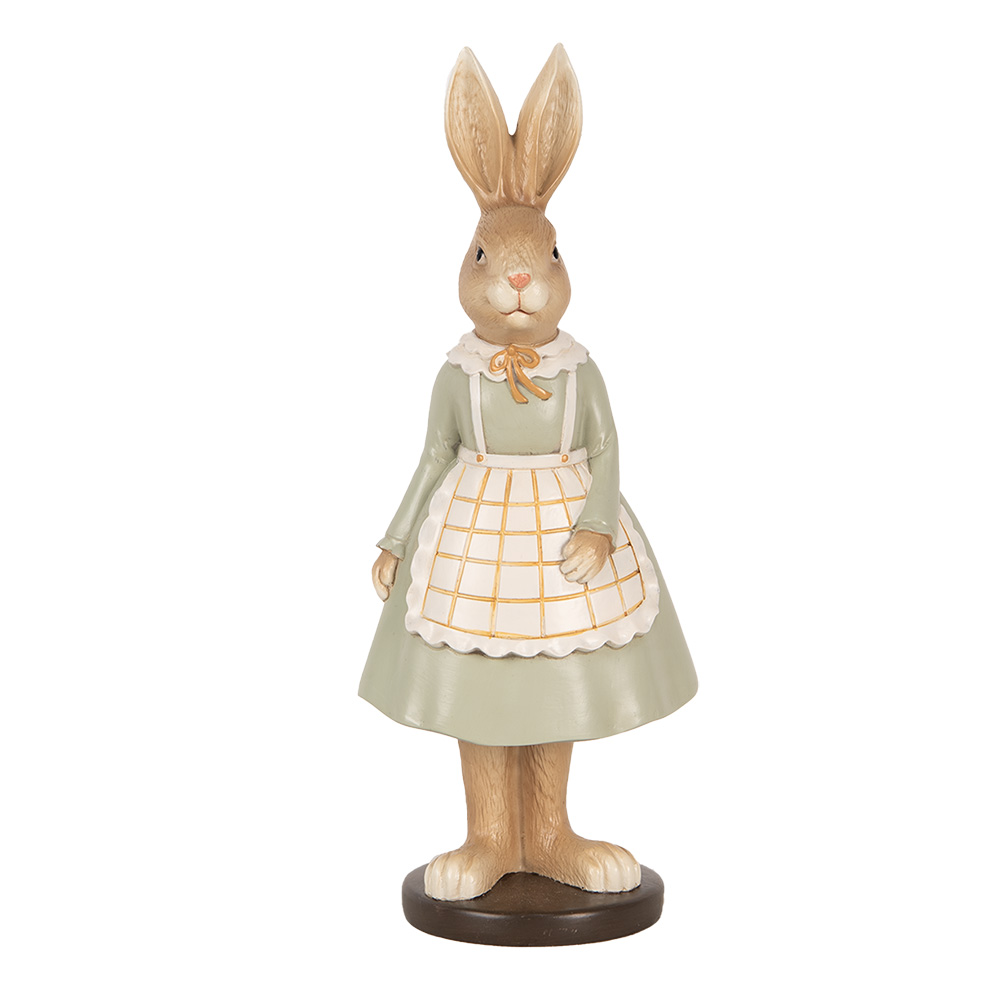 Clayre & Eef   | Decoratie Beeld Konijn Bruin Groen 9x7x22 cm | 6PR5128