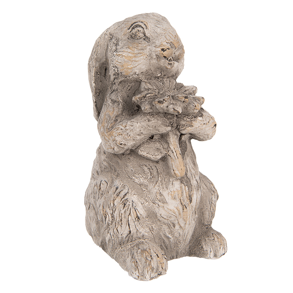 Clayre & Eef   | Decoratie Beeld Konijn Grijs 10x9x15 cm | 6TE0560