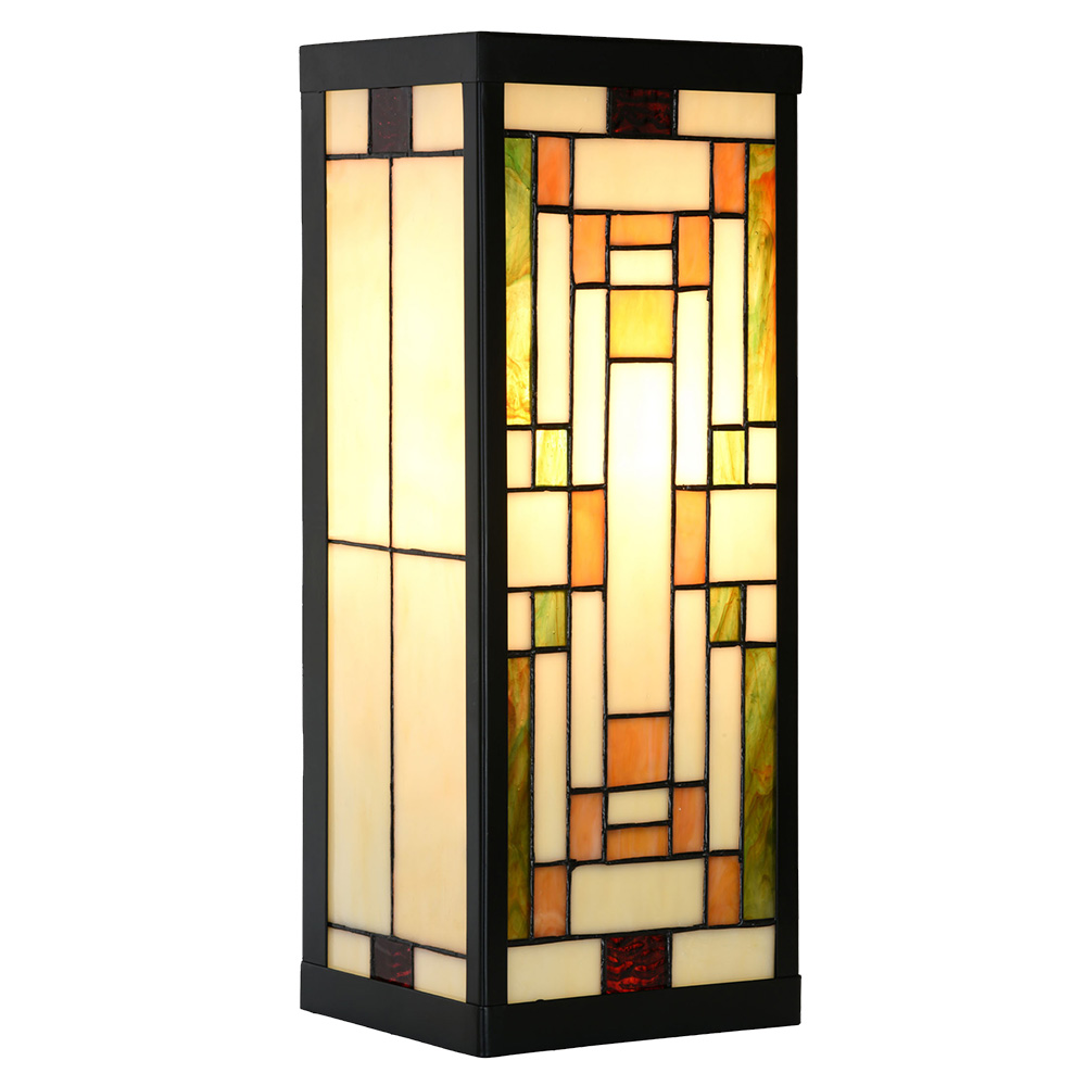 Clayre & Eef   | Wandlamp Tiffany Beige Groen 14x16x40 cm E27/max 1x100W | 5LL-6363