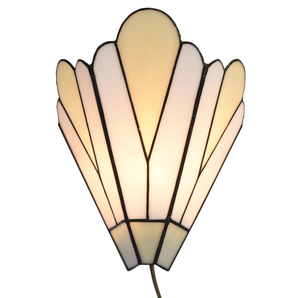 Clayre & Eef   | Wandlamp Tiffany Wit Beige 20x10x29 cm E14/max 1x40W | 5LL-6365