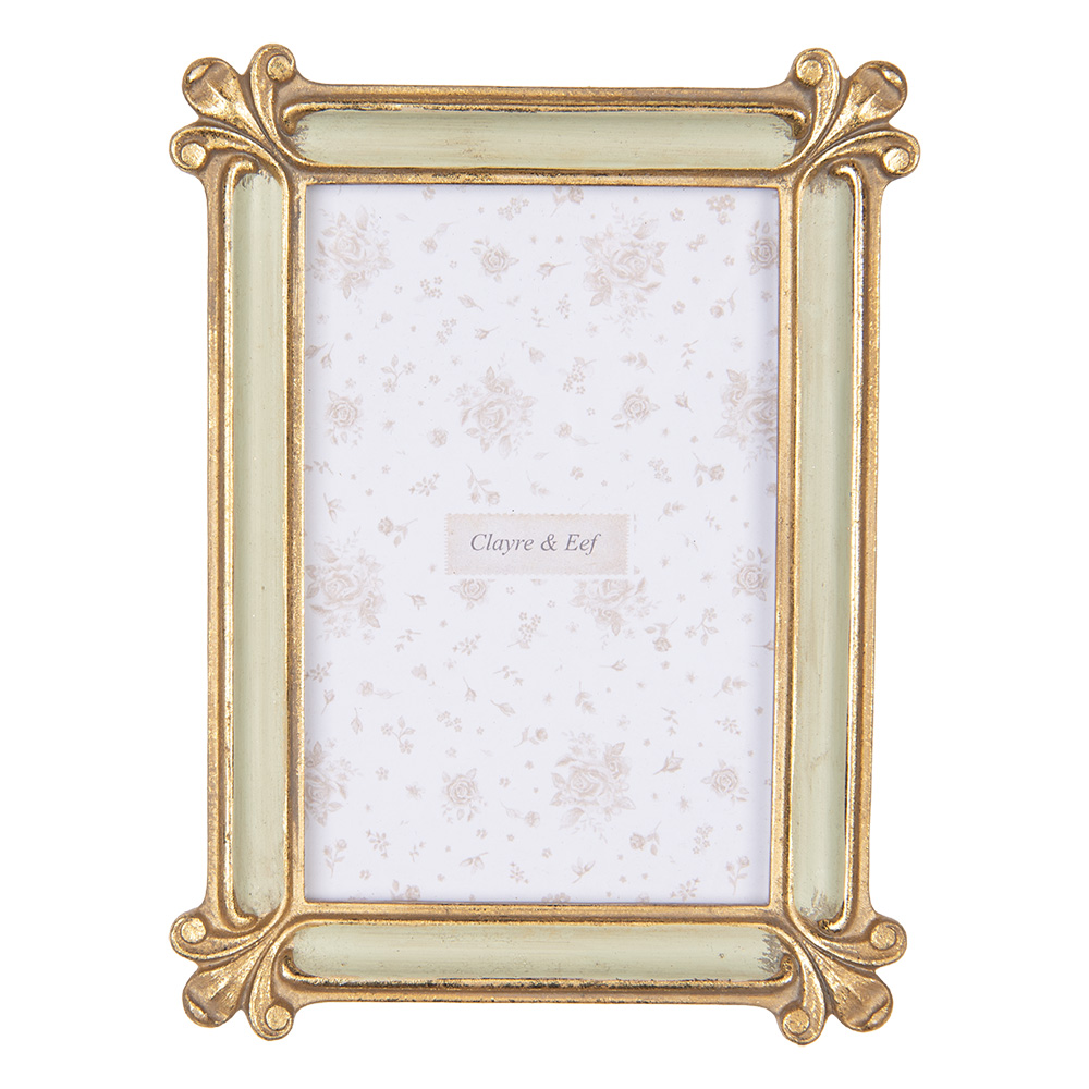 Clayre & Eef   | Fotolijst Goudkleurig Groen 15x2x20 cm / 10x15 cm | 2F1202