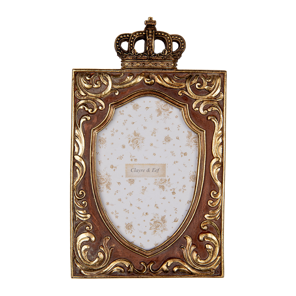 Clayre & Eef   | Fotolijst Goudkleurig Bruin 14x2x24 cm / 10x15 cm | 2F1245
