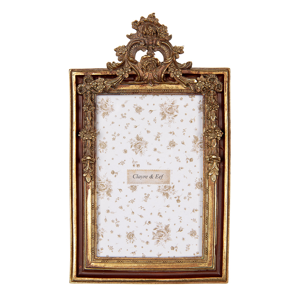 Clayre & Eef   | Fotolijst Goudkleurig Bruin 14x3x24 cm / 10x15 cm | 2F1246