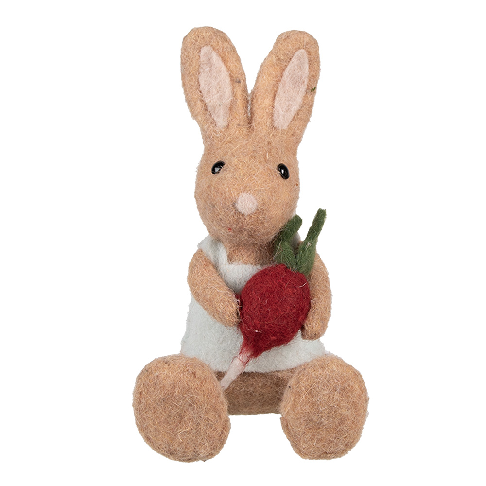 Clayre & Eef   | Decoratie Beeld Konijn Bruin Rood 10x10x19 cm | 65956