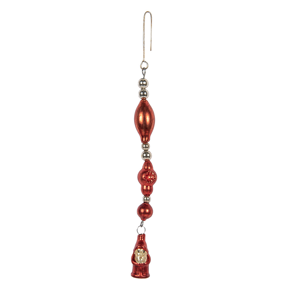 Clayre & Eef   | Kersthanger Rood Zilverkleurig 1x1x25 cm | 65991