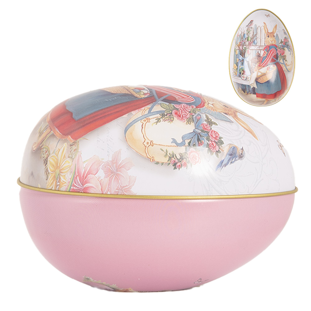 Clayre & Eef   | Decoratie ei Wit Roze 8x13x8 cm | 6BL0143