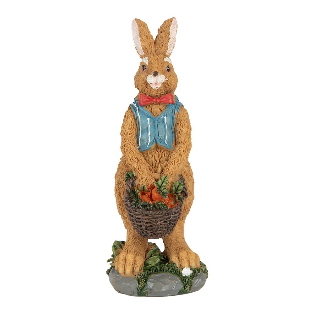 Clayre & Eef   | Decoratie Konijn Bruin Blauw 5x5x13 cm | 6PR5721