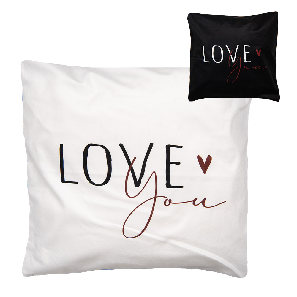 Clayre & Eef   | Kussenhoes Wit Zwart 45x45 cm | BHS24-2