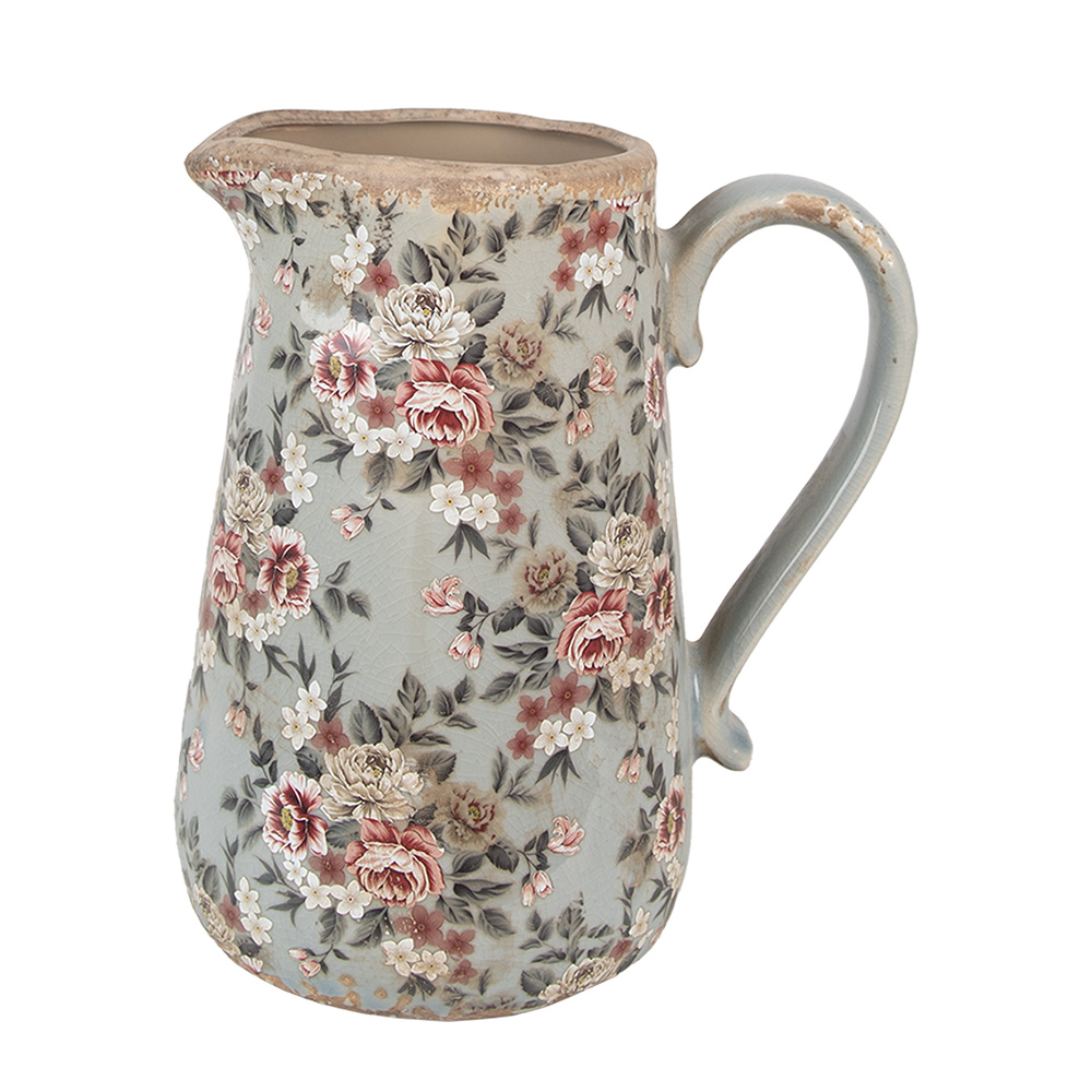 Clayre & Eef   | Decoratieve Schenkkan Grijs Roze 21x15x23 cm | 6CE1965L