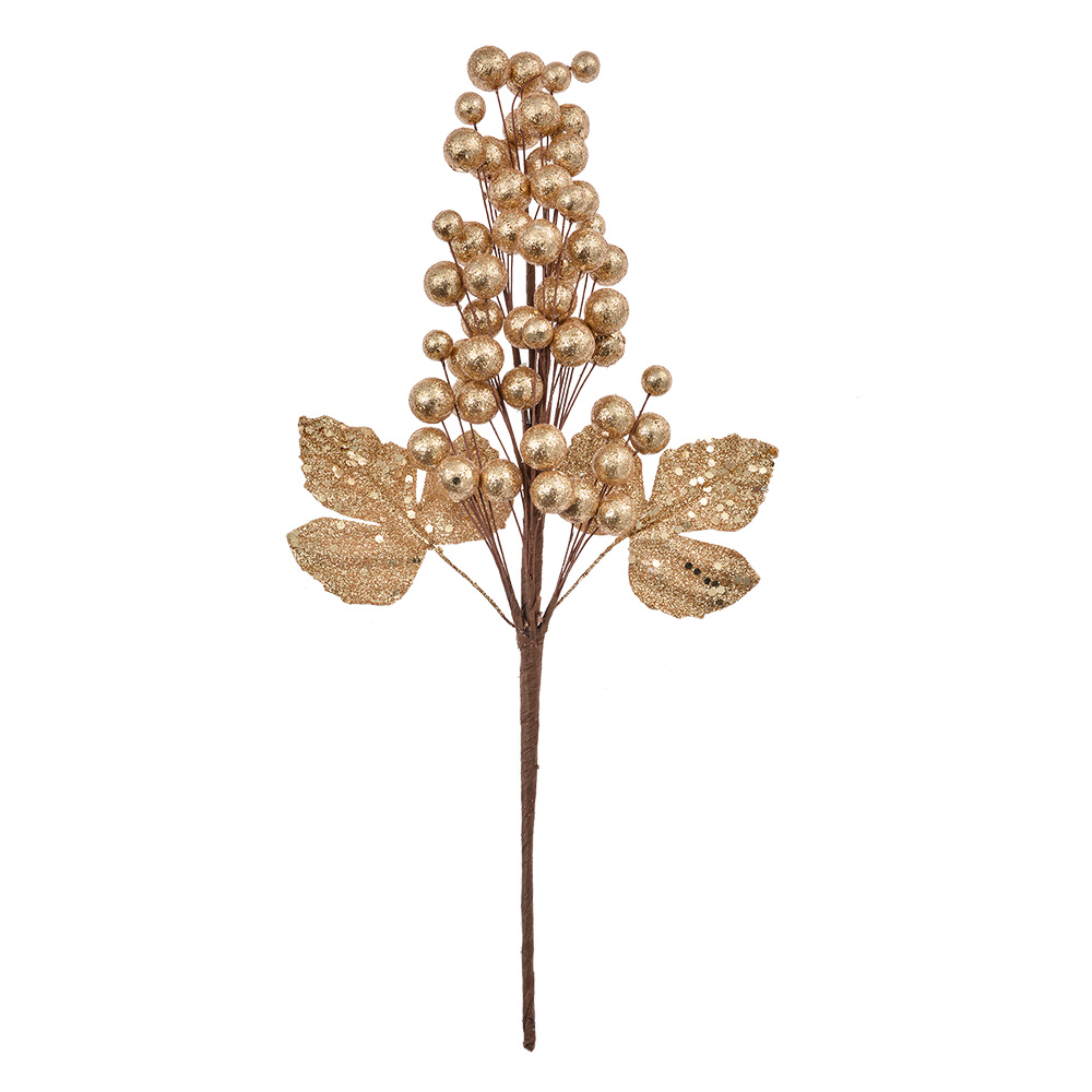 Clayre & Eef   | Kerstdecoratie Tak Goudkleurig Bruin 8x6x34 cm | 66153GO
