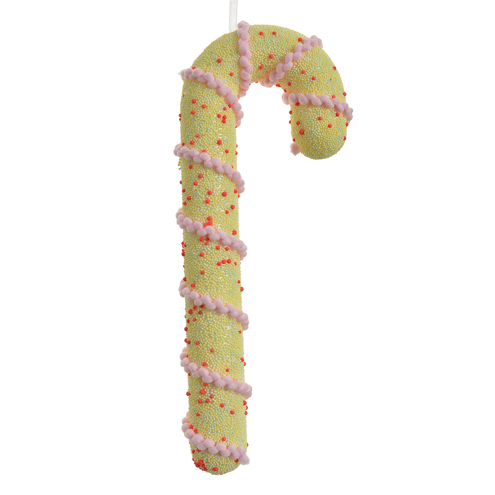 Clayre & Eef   | Decoratie hanger Zuurstok Geel Roze 10x3x26 cm | 66180