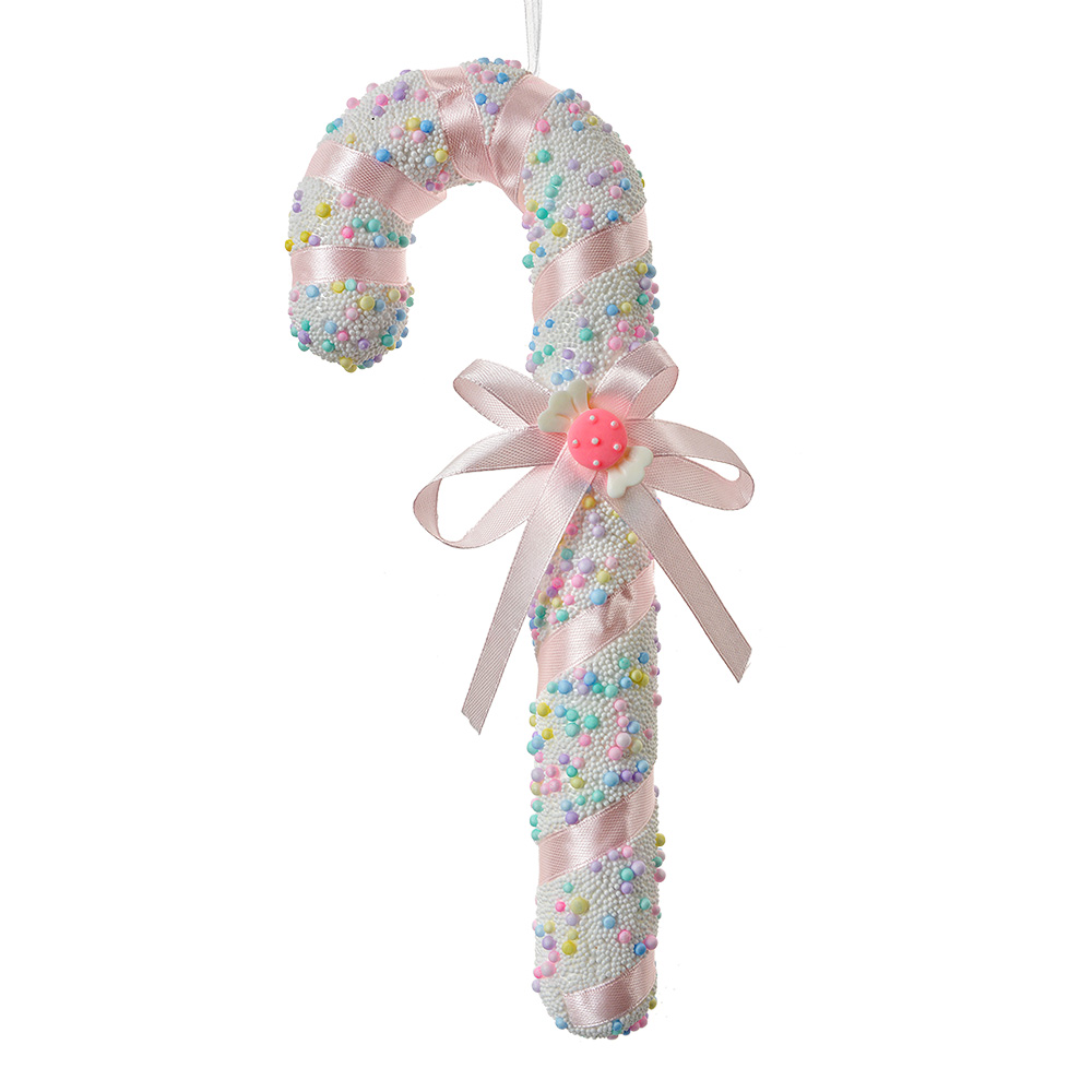 Clayre & Eef   | Decoratie hanger Zuurstok Wit Roze 10x3x26 cm | 66182