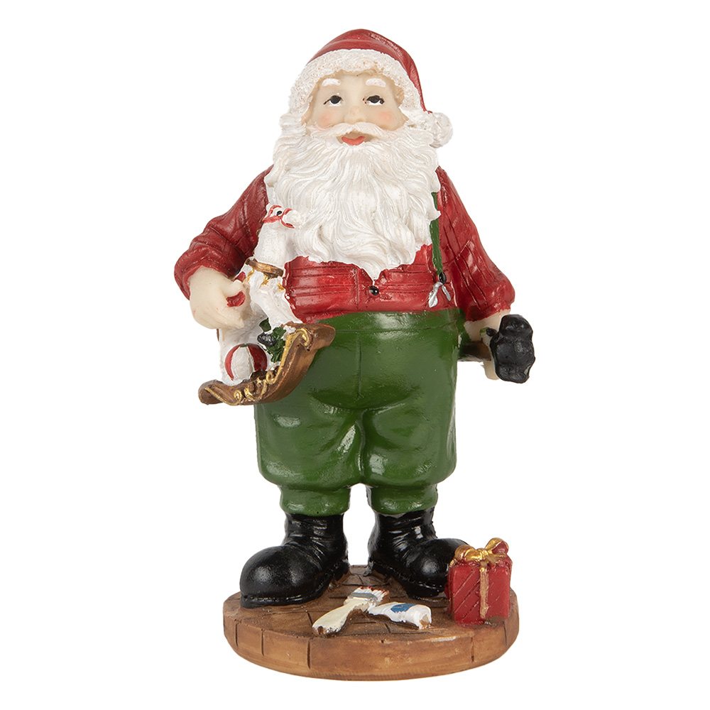 Clayre & Eef   | Kerstdecoratie Kerstman Rood Groen 8x6x13 cm | 6PR5724