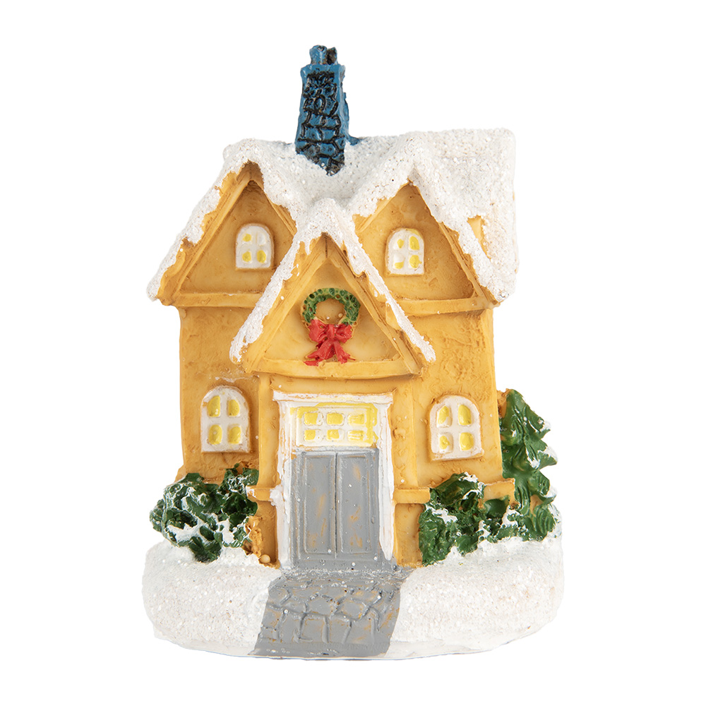 Clayre & Eef   | Decoratie Huisje met Led Geel Wit ø 6x9 cm | 6PR5738