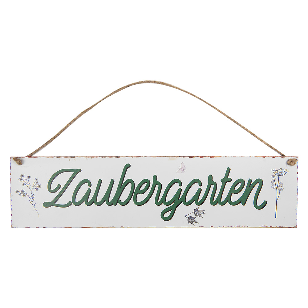 Clayre & Eef   | Tekstbord Wit Groen 40x1x10 cm | 6Y5694