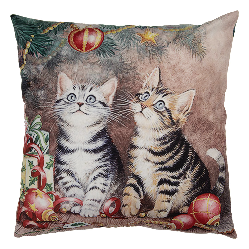 Clayre & Eef   | Kussenhoes Bruin Rood 45x45 cm | KT021.417