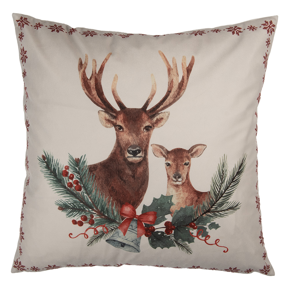 Clayre & Eef   | Kussenhoes Beige Bruin 45x45 cm | KT021.421