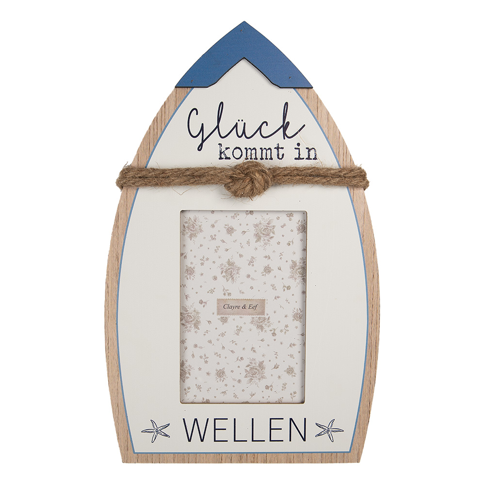 Clayre & Eef   | Fotolijst Wit Blauw 20x2x32 cm / 10x15 cm | 2F1225