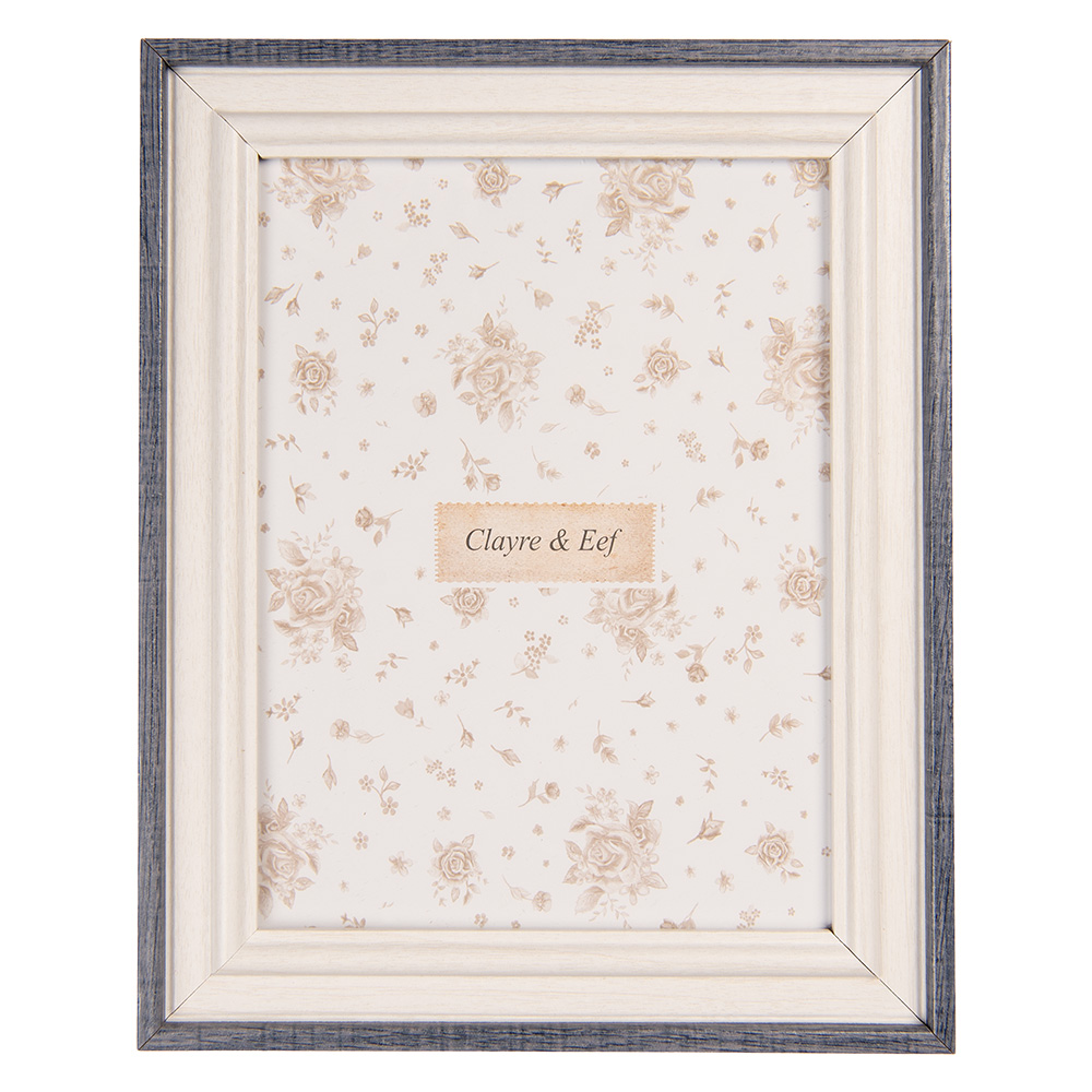 Clayre & Eef   | Fotolijst Wit Blauw 17x2x22 cm / 13x18 cm | 2F1226M