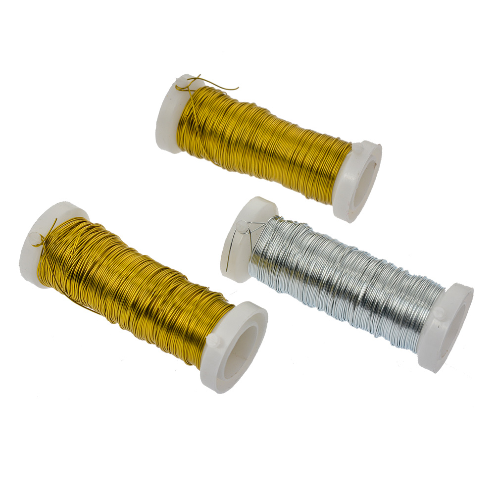 Clayre & Eef   | Ijzerdraad (set 3) Goudkleurig 3x 6x7x2 cm / 15 m | 66213
