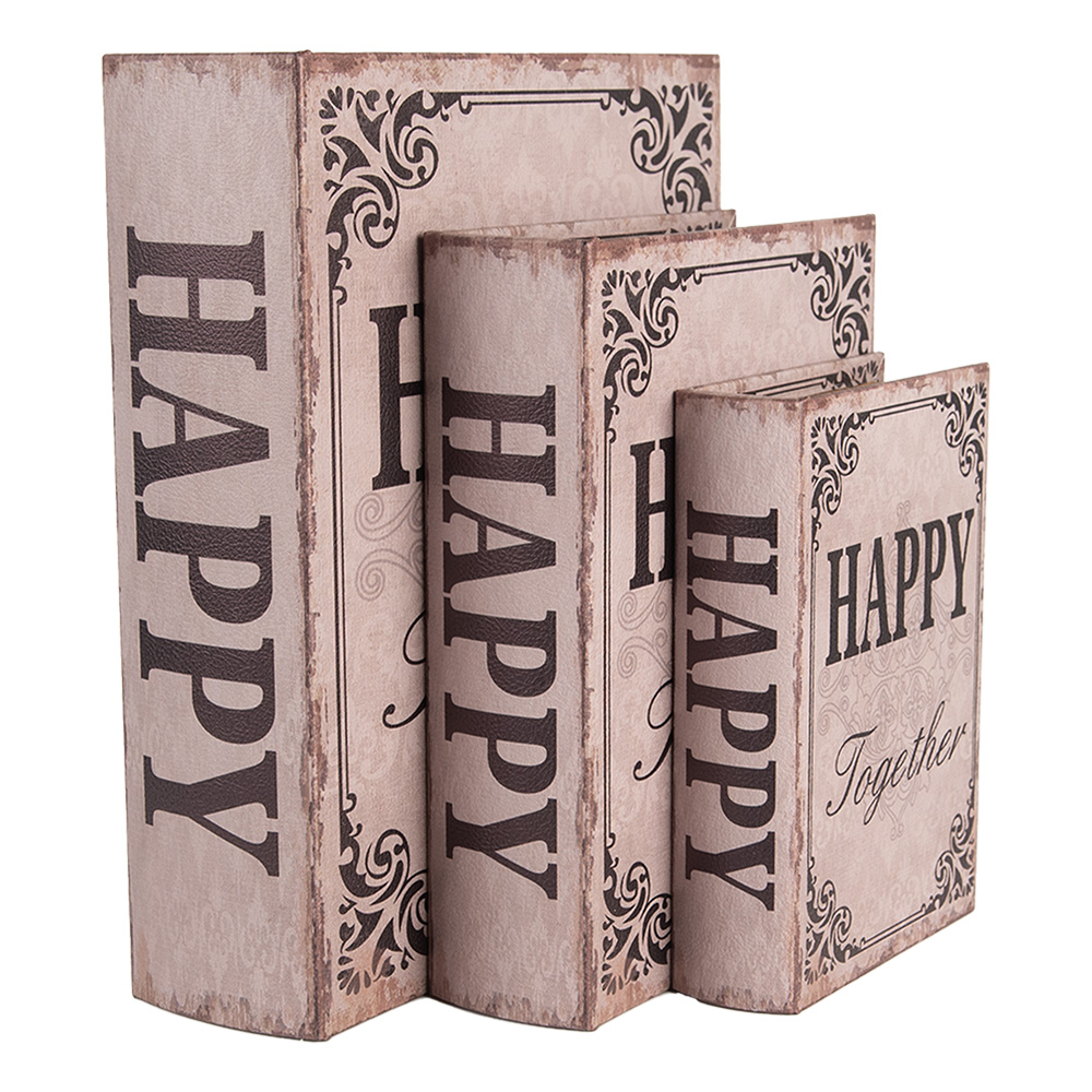 Clayre & Eef   | Opbergdoos Beige Bruin (3) 27x22x7 / 22x17x6 / 17x12x4 cm | 66255