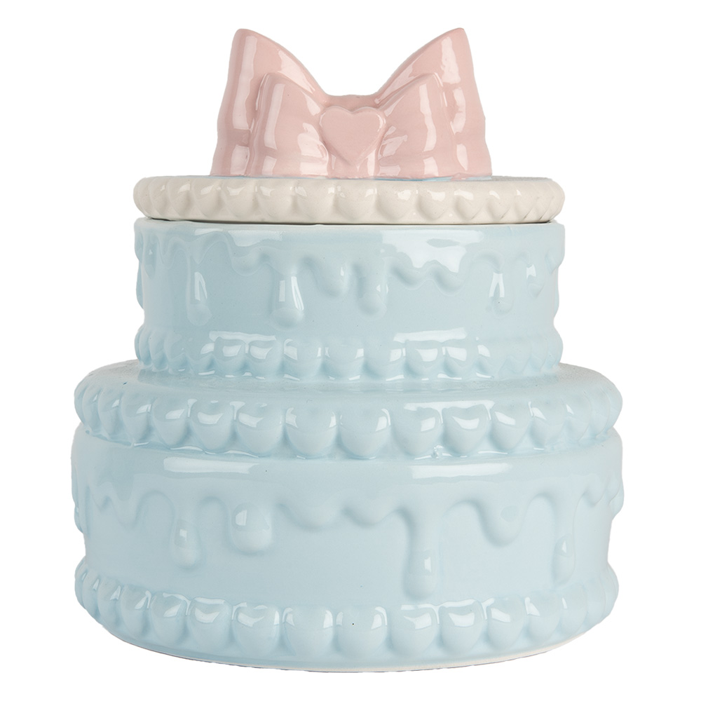 Clayre & Eef   | Decoratie pot met deksel Blauw Roze ø 13x15 cm | 6CE2146