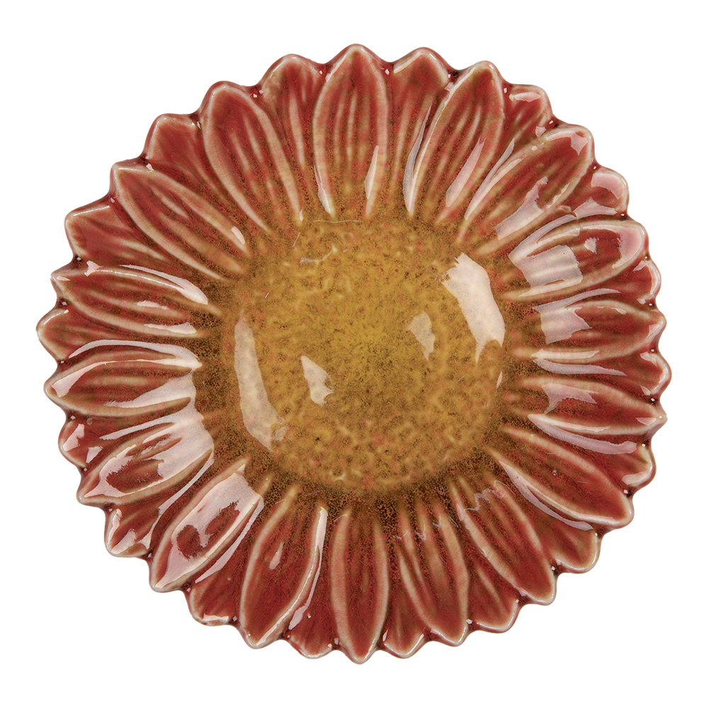 Clayre & Eef   | Schaaltje Bloem Rood Geel ø 14x3 cm | 6CE2158