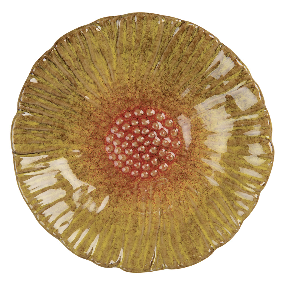 Clayre & Eef   | Schaaltje Bloem Geel Oranje ø 14x3 cm | 6CE2161