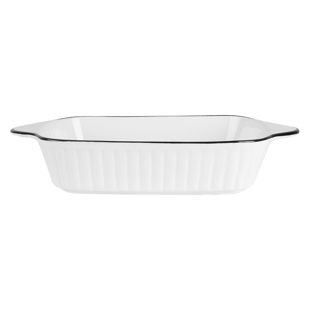 Clayre & Eef   | Schaal Wit Zwart 26x15x5 cm / 550 ml | 6CE2165