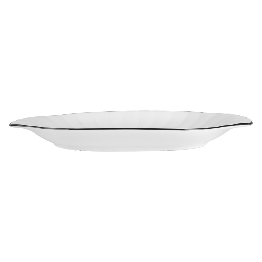 Clayre & Eef   | Schaal Wit Zwart 29x16x3 cm | 6CE2166