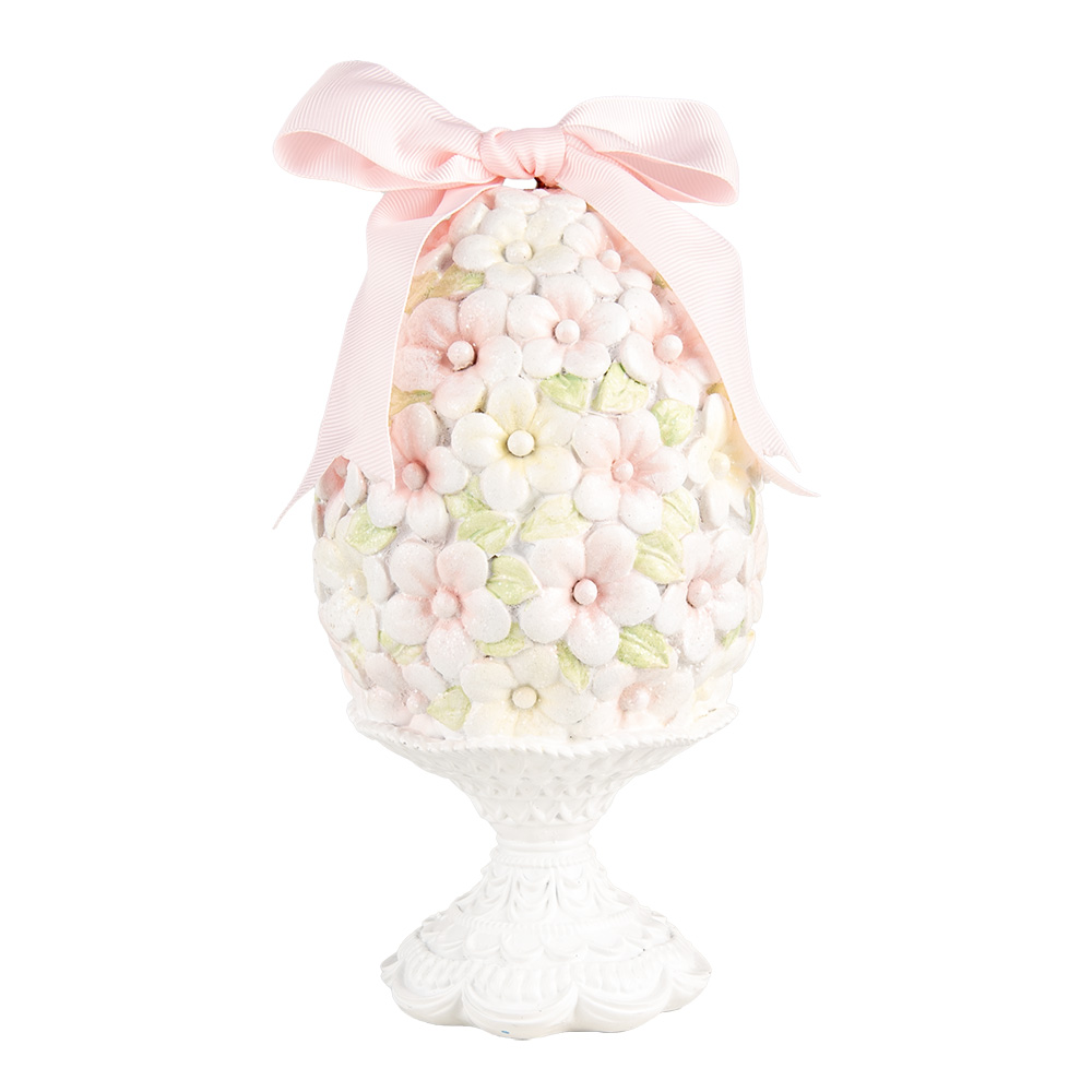 Clayre & Eef   | Decoratie Beeld Ei Roze Wit ø 10x20 cm | 6PR5145