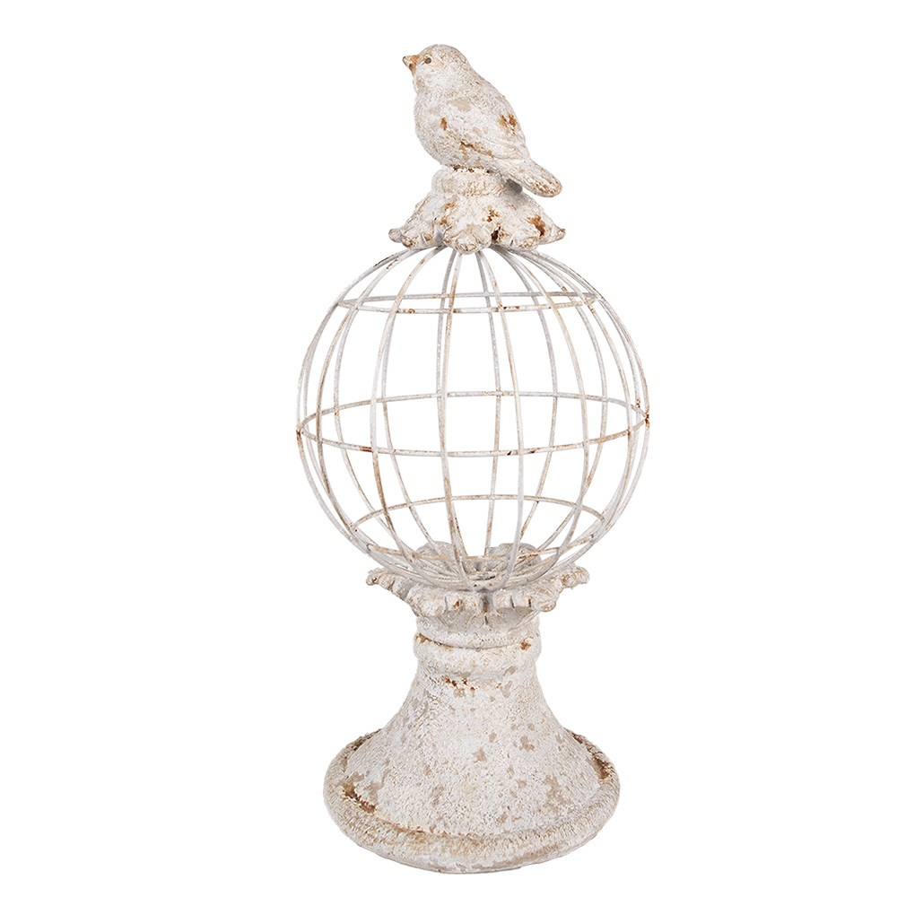Clayre & Eef   | Decoratie beeld Vogel Grijs Ø 20x44 cm | 6PR5151