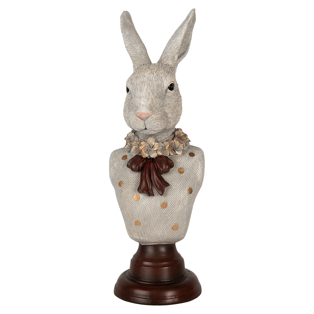 Clayre & Eef   | Decoratie Beeld Konijn Grijs Bruin 13x12x39 cm | 6PR5362