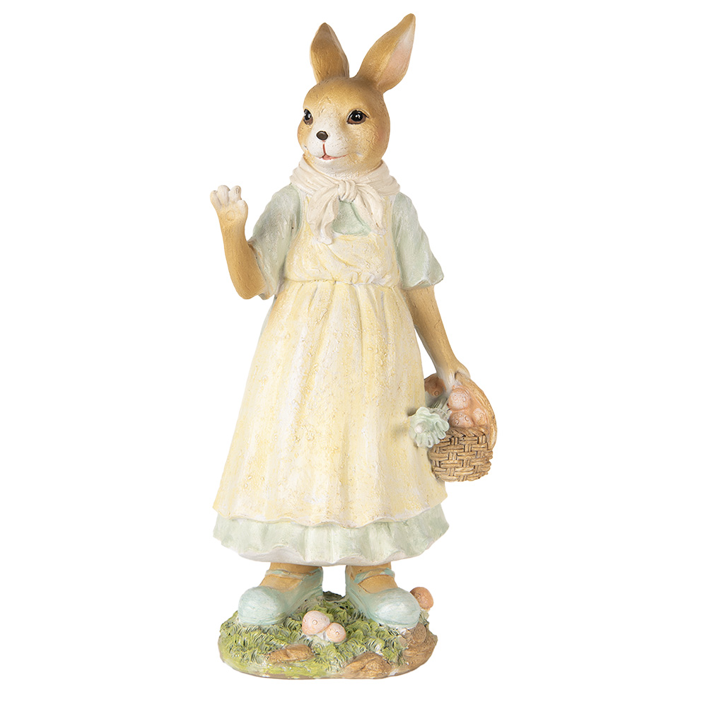 Clayre & Eef   | Decoratie Beeld Konijn Beige Geel 15x12x32 cm | 6PR5449