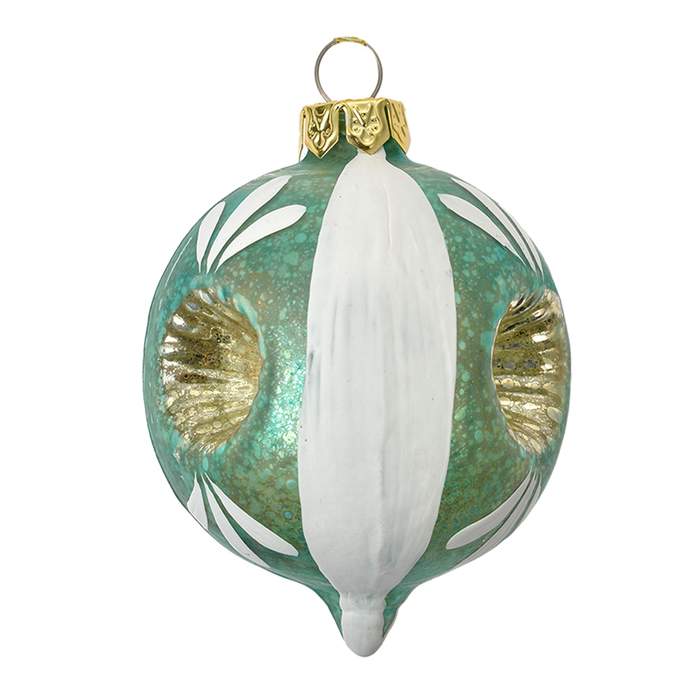 Clayre & Eef   | Kerstbal Blauw Wit ø 5x7 cm | 6GL4707