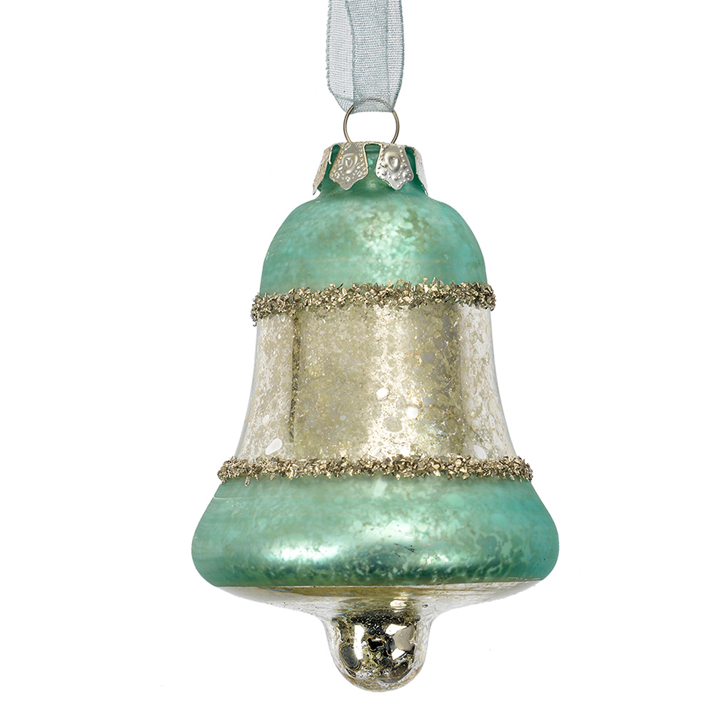 Clayre & Eef   | Kersthanger Blauw Zilverkleurig ø 5x9 cm | 6GL4710BL