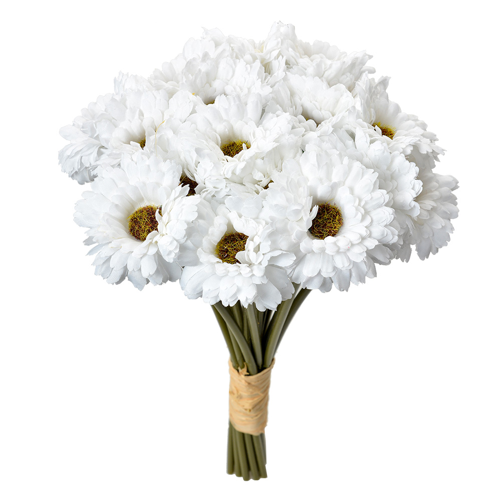 Clayre & Eef   | Kunstbloem bos van 18 stuks Wit Groen 15x15x30 cm | 6PL0394W