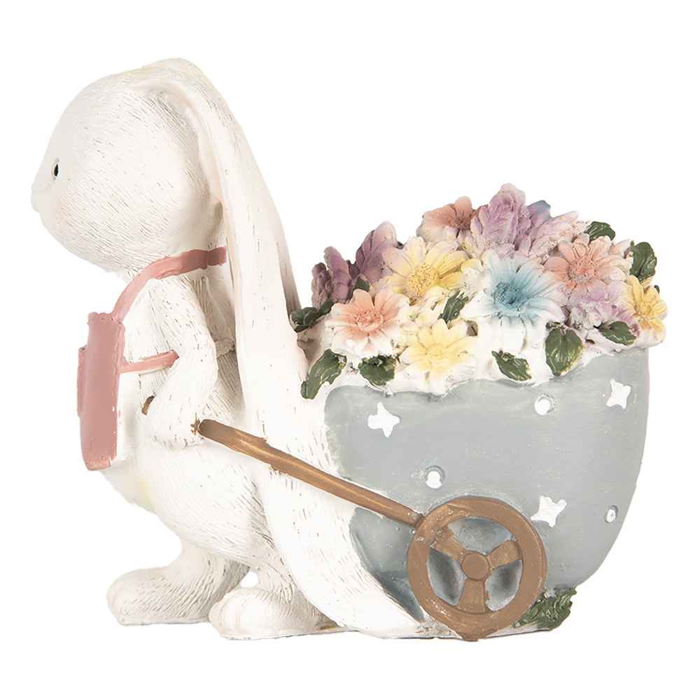 Clayre & Eef   | Decoratie Konijn Wit Roze 11x6x10 cm | 6PR5148